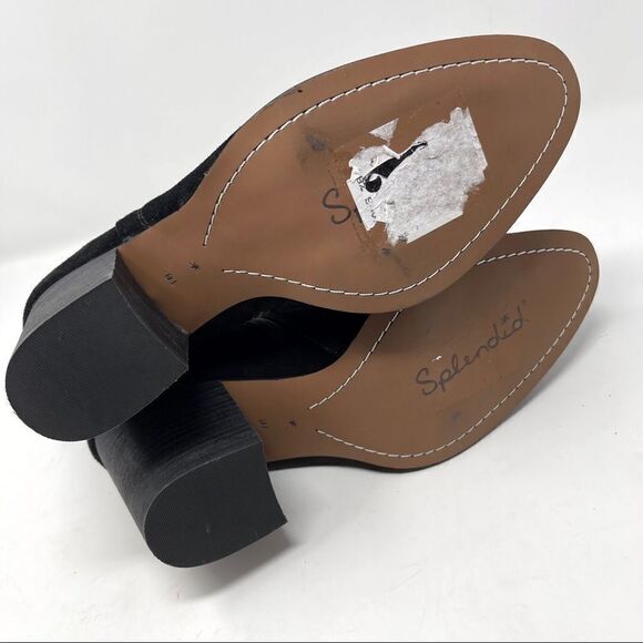 Splendid Black Suede Block Heeled Boots Size 10 - Picture 8 of 9